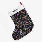 Meerkleurige diamantairs op grote zwarte kerst grote kerstsok (Achterkant (Hangend))