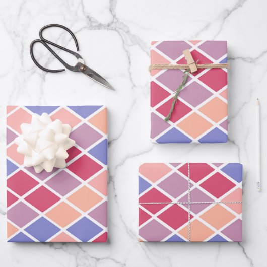 Meerkleurige diamantvormen inpakpapier vel (Voorkant)