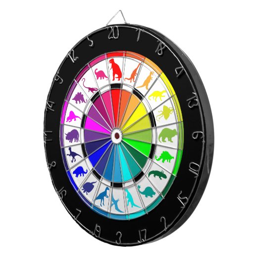 Meerkleurige dinosaurussen dartbord (Voorkant Rechts)