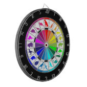 Meerkleurige dinosaurussen dartbord (Voorkant Links)