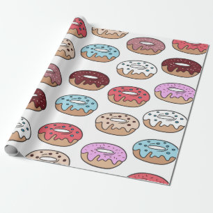Meerkleurige donuts worden naadloos met de hand ge cadeaupapier