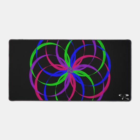 Meerkleurige driedubbele ring geometrische Muismat Bureaumat (Voorkant)