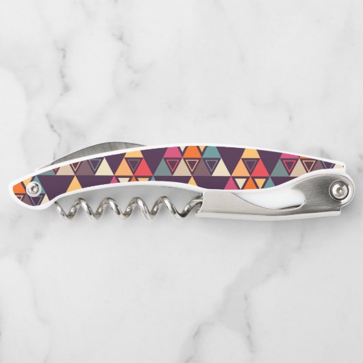 Meerkleurige driehoek vormen snijplank kurkentrekker (Achterkant)