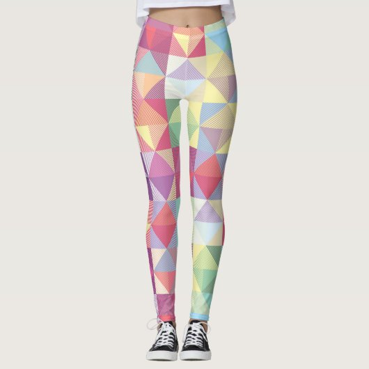 Meerkleurige Driehoeken Patroon Leggings (Voorkant)