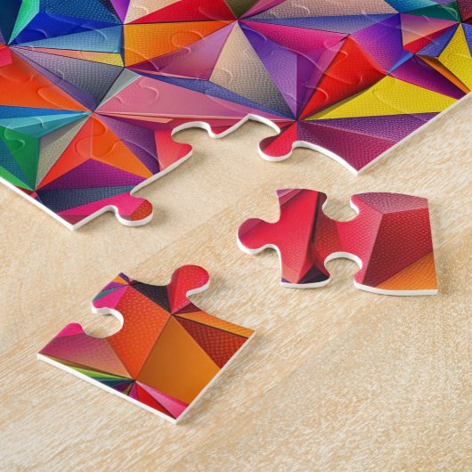 Meerkleurige driehoekige vormen  legpuzzel (Zijkant)