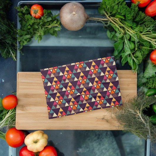 Meerkleurige driehoeksvormen theedoek