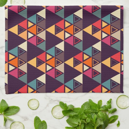 Meerkleurige driehoeksvormen theedoek (Gevouwen)
