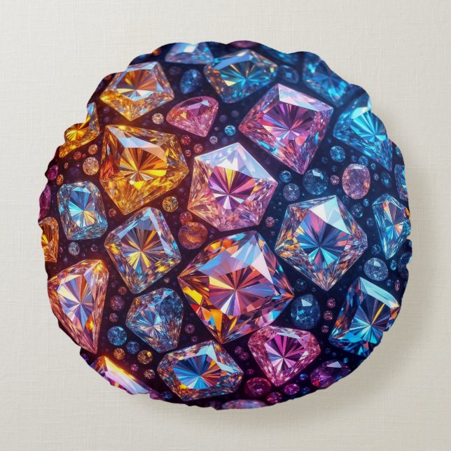 Meerkleurige edelstenen in een verloopweergave rond kussen (Voorkant)
