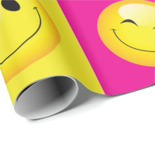 Meerkleurige Emoji Party Emoticon Faces Cadeaupapier