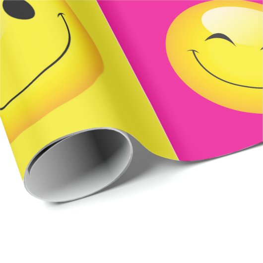 Meerkleurige Emoji Party Emoticon Faces Cadeaupapier (Rol Hoek)