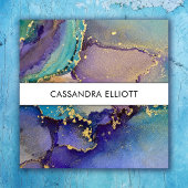 Meerkleurige en goudkleurige Abstracte vloeiende k Vierkante Visitekaartje