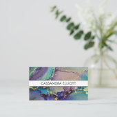 Meerkleurige en goudkleurige Abstracte vloeiende k Visitekaartje (Staand voorkant)