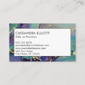 Meerkleurige en goudkleurige Abstracte vloeiende k Visitekaartje (Achterkant)