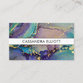 Meerkleurige en goudkleurige Abstracte vloeiende k Visitekaartje (Voorkant)