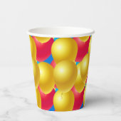 Meerkleurige feestballonnen 50e verjaardag papieren bekers (Achterkant)