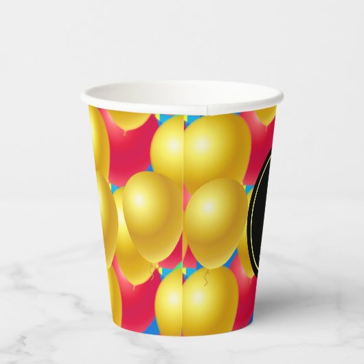 Meerkleurige feestballonnen 50e verjaardag papieren bekers (Rechts)