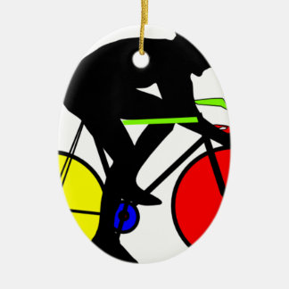 Meerkleurige fiets keramisch ornament