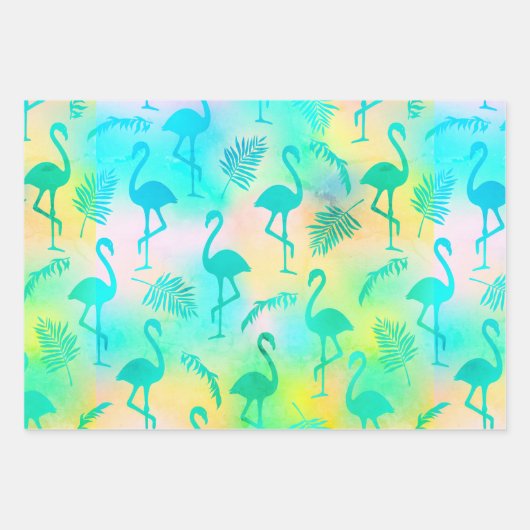 Meerkleurige Flamingos Inpakpapier Vel (Voorkant 3)