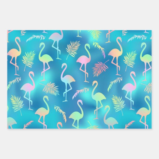 Meerkleurige Flamingos Inpakpapier Vel (Voorkant 2)