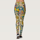 Meerkleurige Floral Abstracte Tentacle Swirl Artsy Leggings (Achterkant)