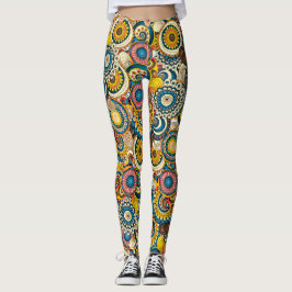 Meerkleurige Floral Abstracte Tentacle Swirl Artsy Leggings