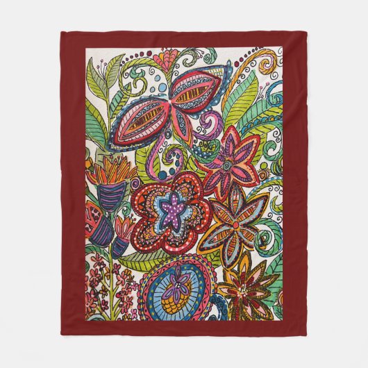 Meerkleurige Floral Fleece Deken (Voorkant)