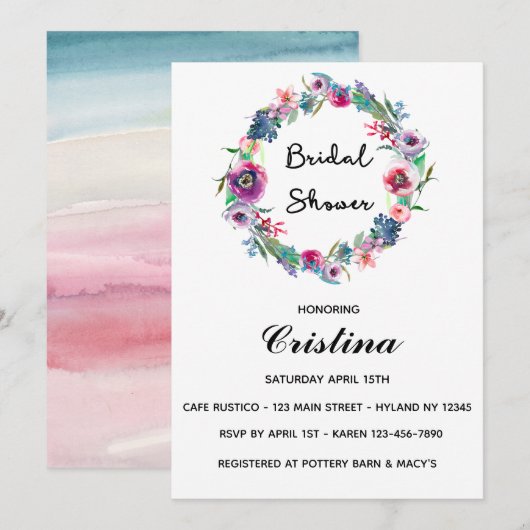 Meerkleurige Floral, grote uitnodiging (Voorkant / Achterkant)