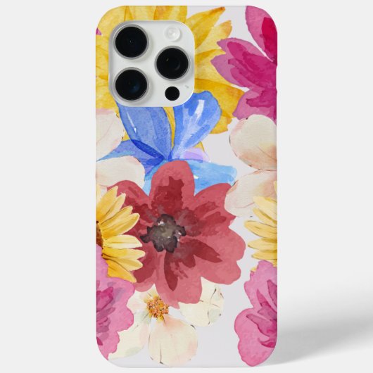 Meerkleurige Floral iPhone 15 Pro Hoesje (Achterkant)
