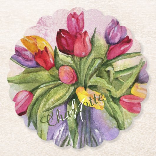 Meerkleurige Floral Kartonnen Onderzetters (Voorkant)