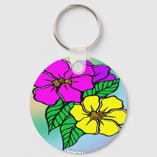 Meerkleurige Floral Sleutelhanger (Voorkant)