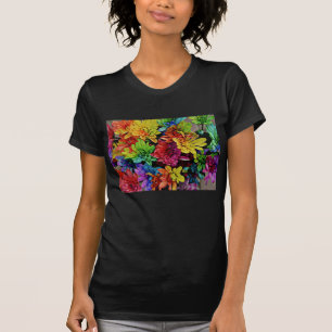 Meerkleurige Floral T-Shirt (zwart)