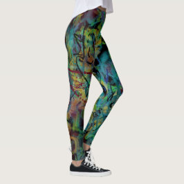 Meerkleurige, gekribde, gespleten, gekke kunst leggings