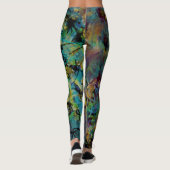 Meerkleurige, gekribde, gespleten, gekke kunst leggings (Achterkant)