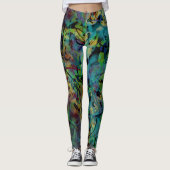Meerkleurige, gekribde, gespleten, gekke kunst leggings (Voorkant)