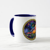 Meerkleurige gele en oranje zwaluw vogel mok (Voorkant links)