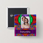 Meerkleurige gepersonaliseerde fractal vierkante button 5,1 cm (Voorkant /achterkant)