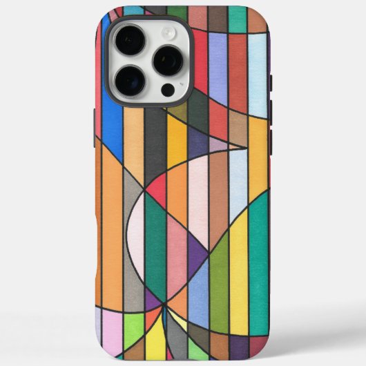 Meerkleurige gestreepte abstract met gebogen geome Case-Mate iPhone case (Achterkant)
