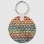Meerkleurige gestreepte brei- en haakwerk sleutelhanger (Voorkant)
