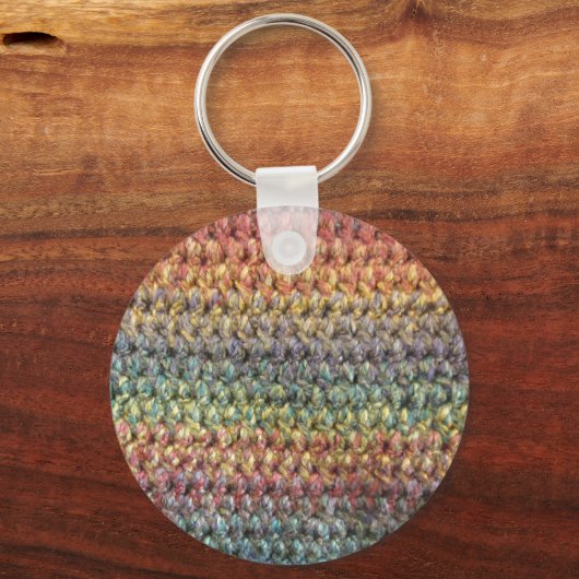 Meerkleurige gestreepte brei- en haakwerk sleutelhanger (Voorkant)