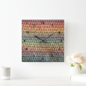 Meerkleurige gestreepte brei- en haakwerk vierkante klok (Huis)