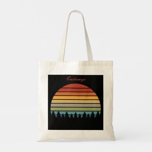 Meerkleurige gestreepte maan met bomen Thunder_Cov Tote Bag (Achterkant)
