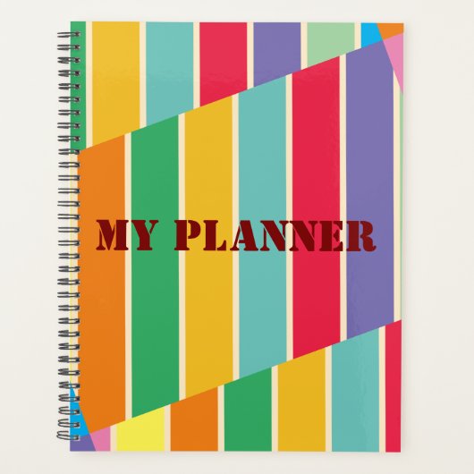 Meerkleurige gestreepte planner (Notitieboek). (Voorkant)