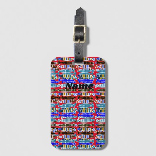 Meerkleurige gestreepte vis Thunder_Cove Bagagelabel (Voorkant (verticaal))