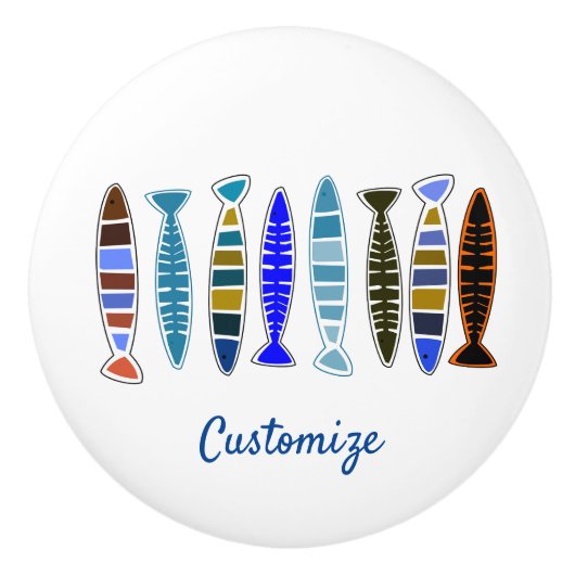 Meerkleurige gestreepte vis Thunder_Cove Keramische Knop (Voorkant)