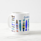 Meerkleurige gestreepte vis Thunder_Cove Koffiemok (Voorkant links)