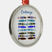 Meerkleurige gestreepte vis Thunder_Cove Metalen Ornament (Rechts)