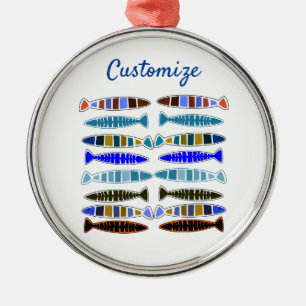 Meerkleurige gestreepte vis Thunder_Cove Metalen Ornament
