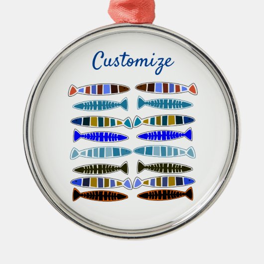 Meerkleurige gestreepte vis Thunder_Cove Metalen Ornament (Voorkant)