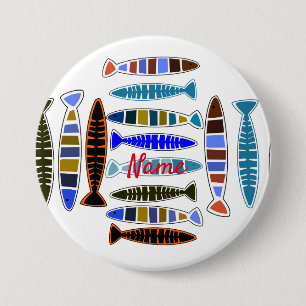 Meerkleurige gestreepte vis Thunder_Cove Ronde Button 7,6 Cm