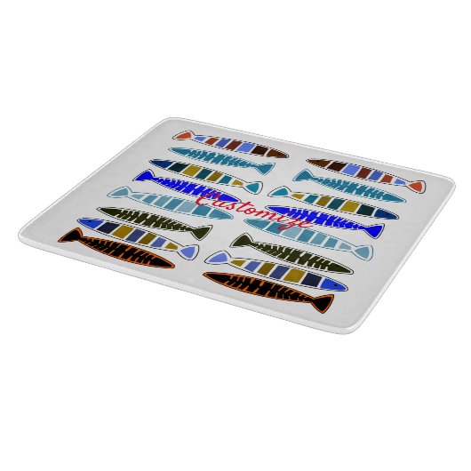 Meerkleurige gestreepte vis Thunder_Cove Snijplank (Hoek)